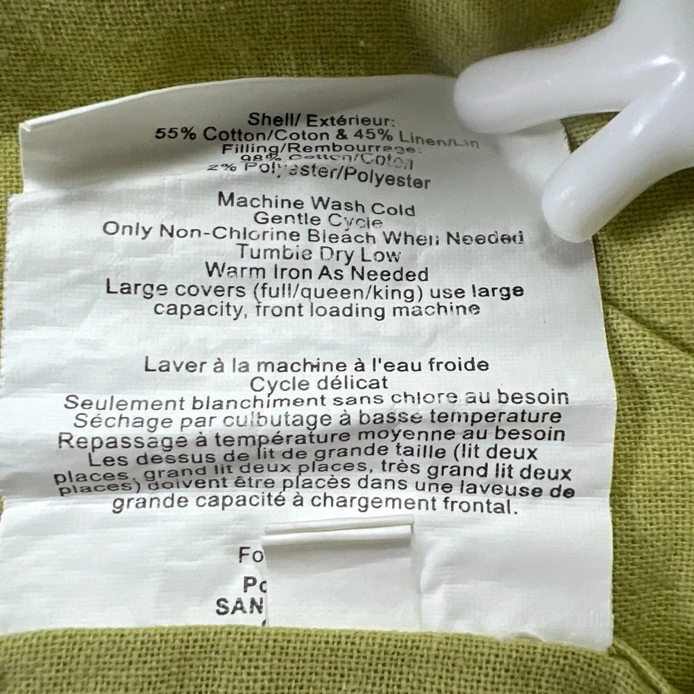 Set Of 2 Pottery Barn Pick Stitch Handcrafted Standard Pillow Shams Green Cotton